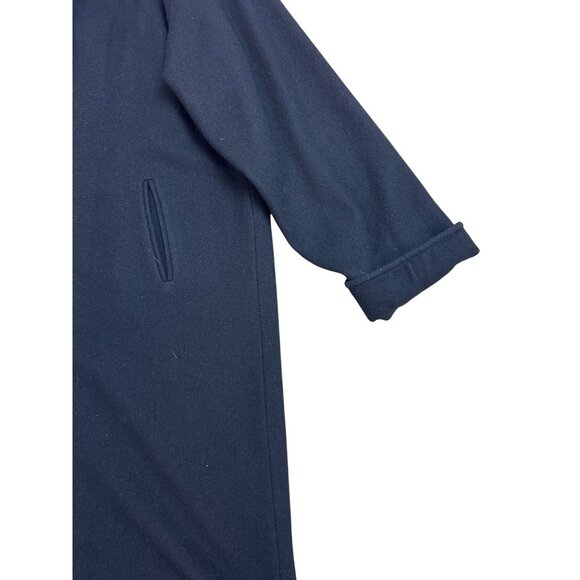 Vintage Billi by Billycoat Long Black Wool Overcoat Hooded Heavy Made in USA XL - Picture 4 of 16